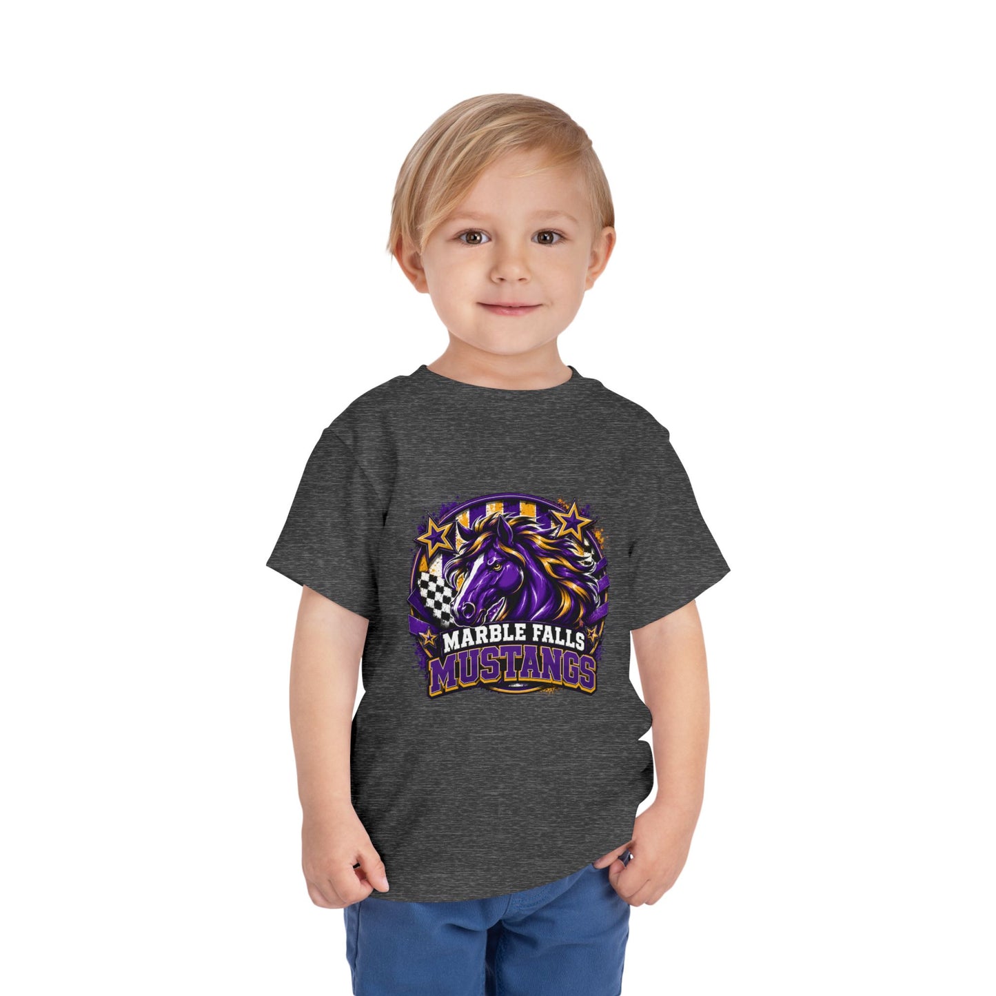 Toddler Tee — Marble Falls Mustangs Purple Horse Mascot Kids Shirt