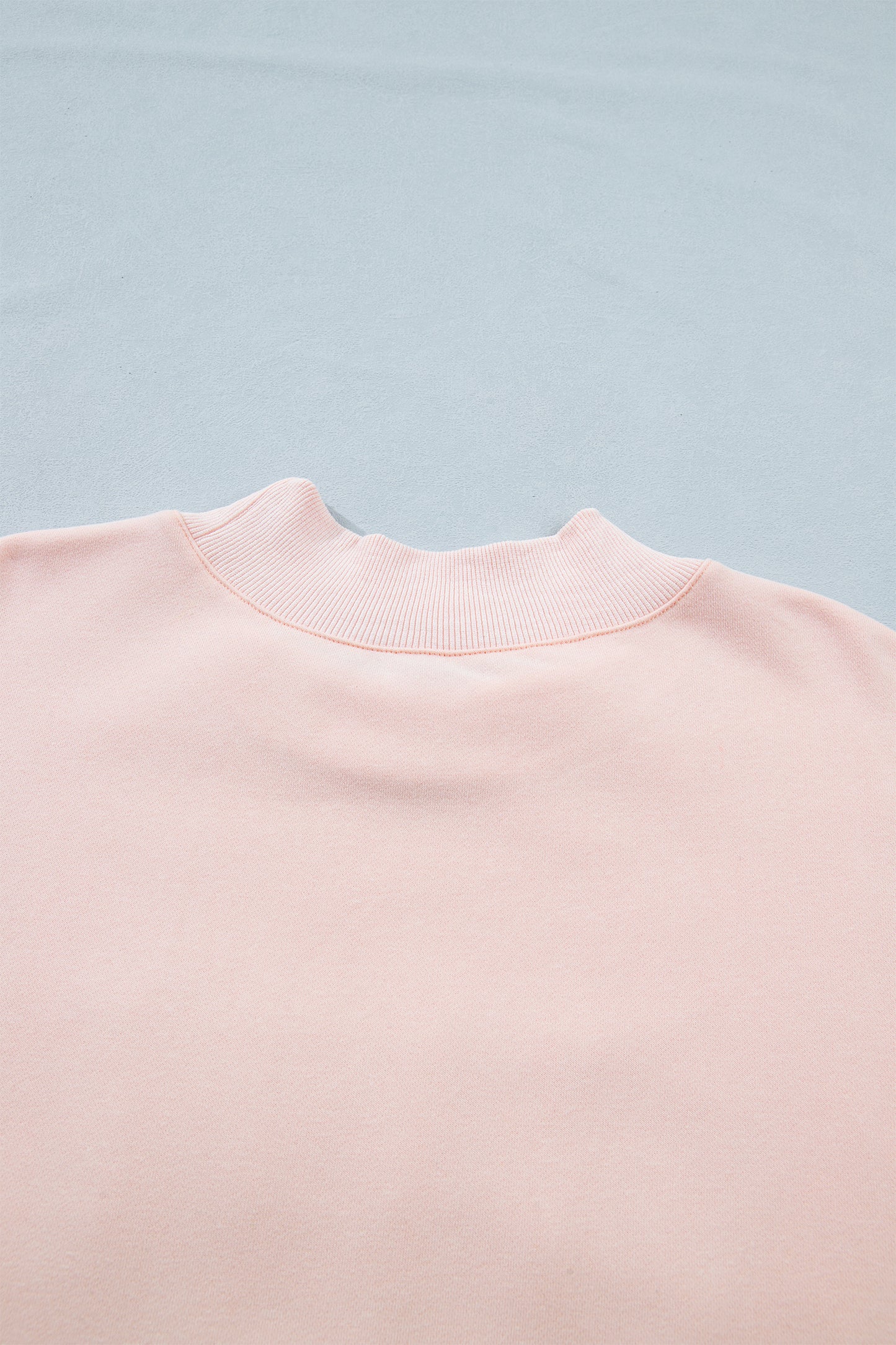 Light Pink BLESSED Embroidered Trim Patch Graphic Plus Size Mock Neck Sweatshirt