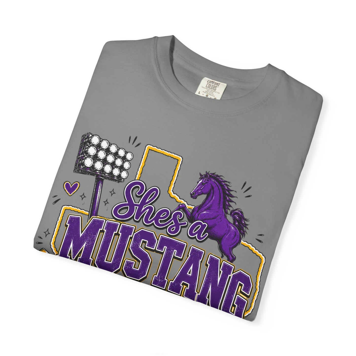 She’s a Mustang I Can’t Tell T-Shirt — School Spirit Football Tee