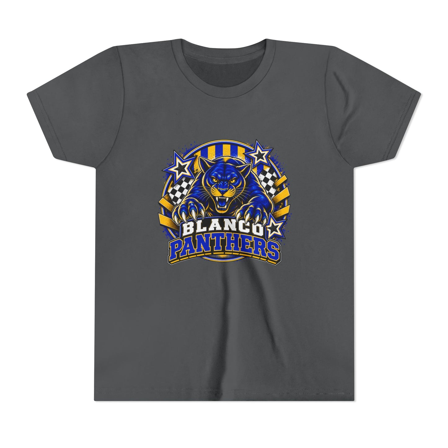 Youth Blanco Panthers Shirt | Blue & Gold Kids School Spirit Tee