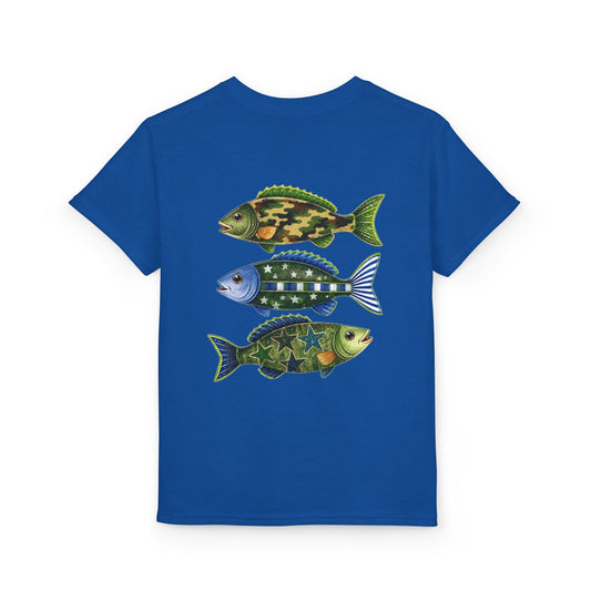 Youth Fish Graphic T-Shirt — Colorful Trio Back Print