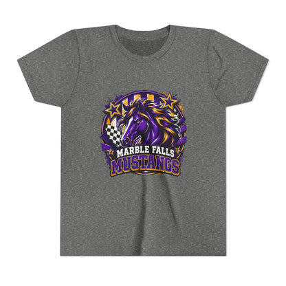 Marble Falls Mustangs Youth Tee — Purple Mustang School Spirit Shirt