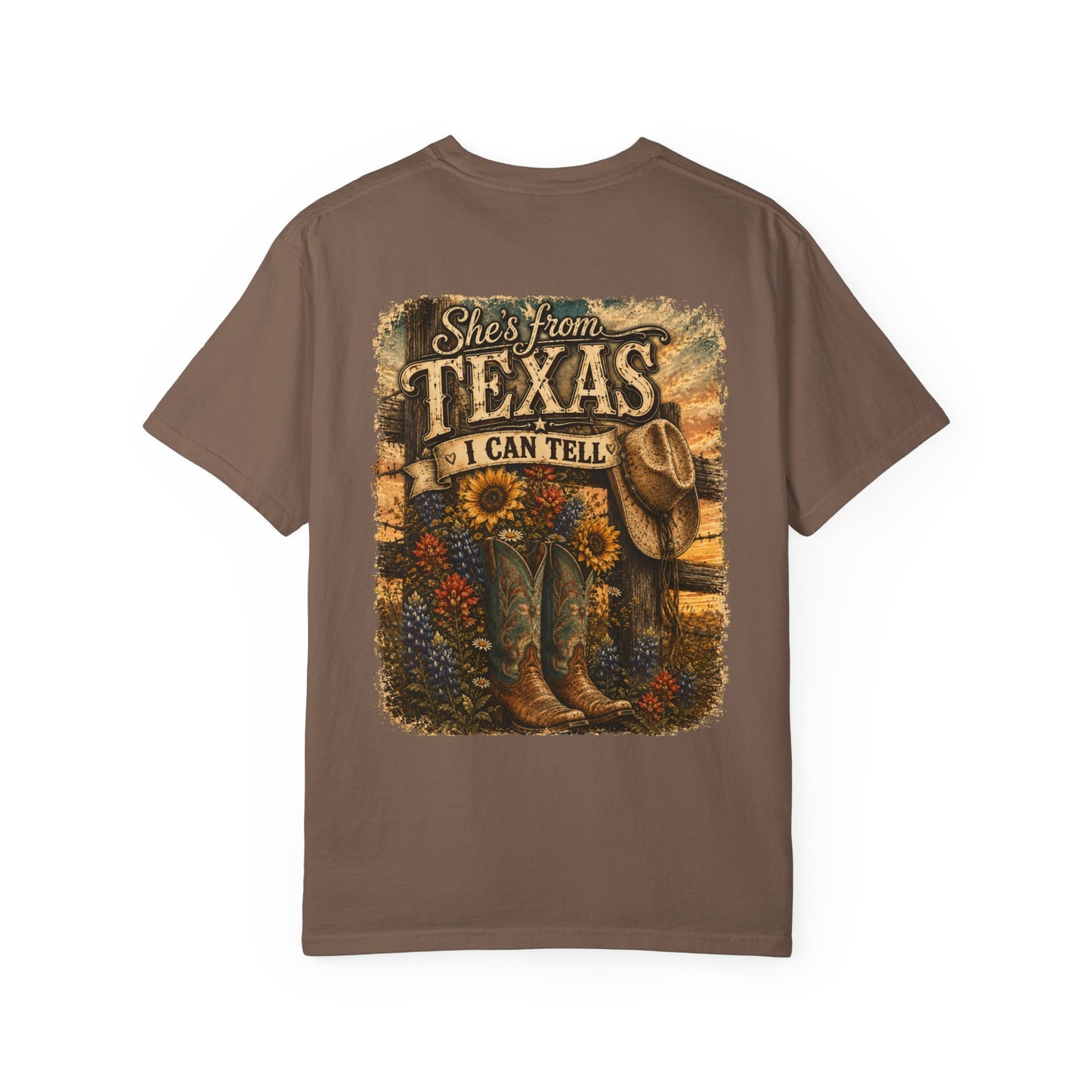 Texas Graphic T-Shirt — “She’s From Texas I Can Tell” Vintage Cowboy Tee
