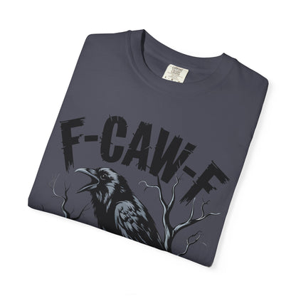 Raven & Skull Graphic T-Shirt – “F-CAW-F” Gothic Crow Tee