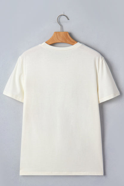 White Fish Print Short Sleeve Round Neck T Shirt
