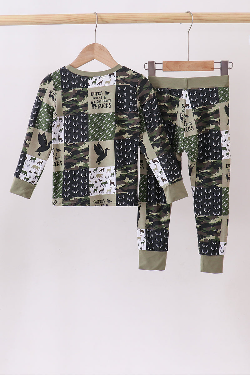 Camo Deer Bamboo Zip Pants Set