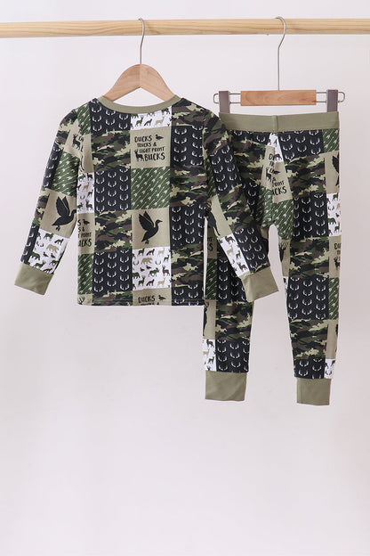 Camo Deer Bamboo Zip Pants Set