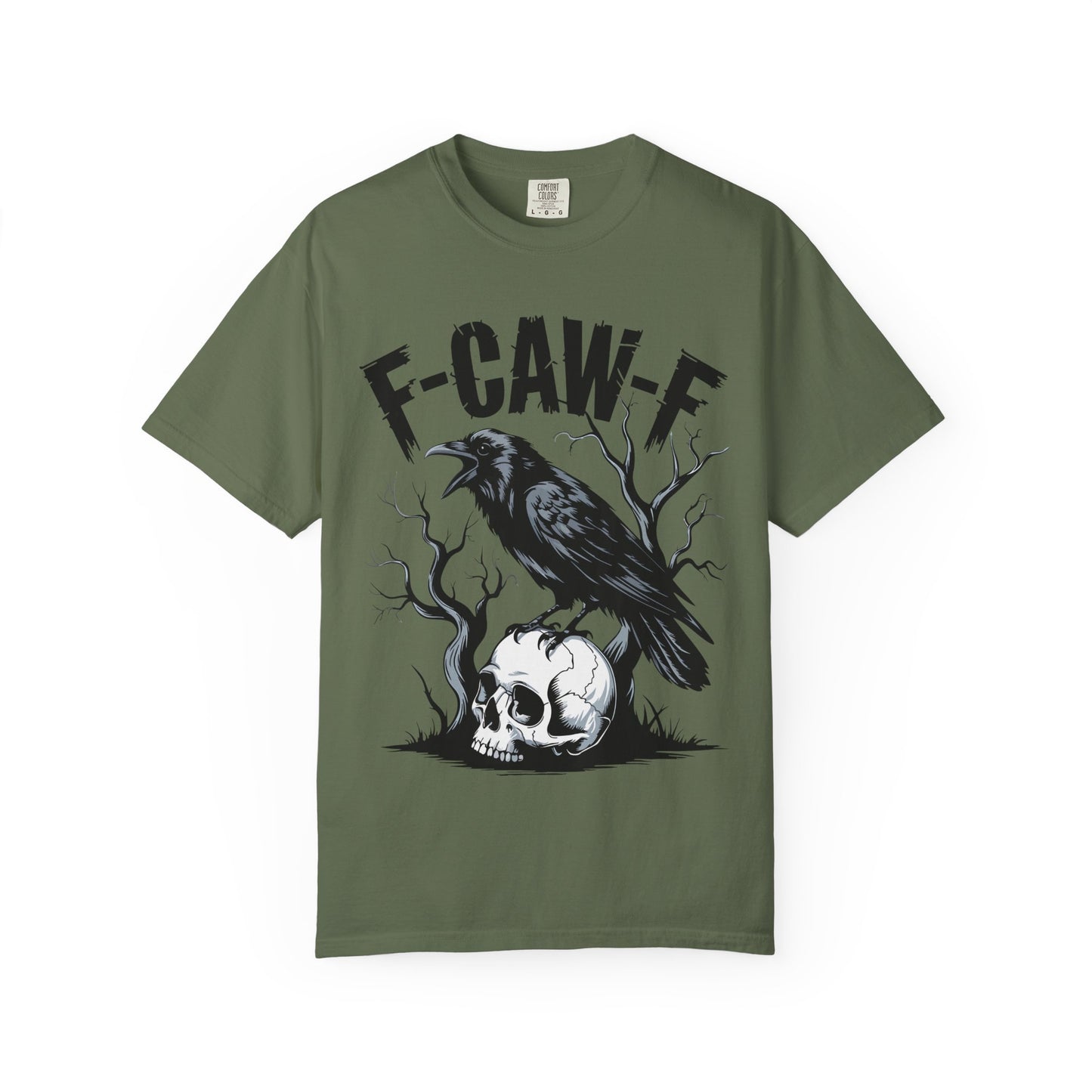 Raven & Skull Graphic T-Shirt – “F-CAW-F” Gothic Crow Tee