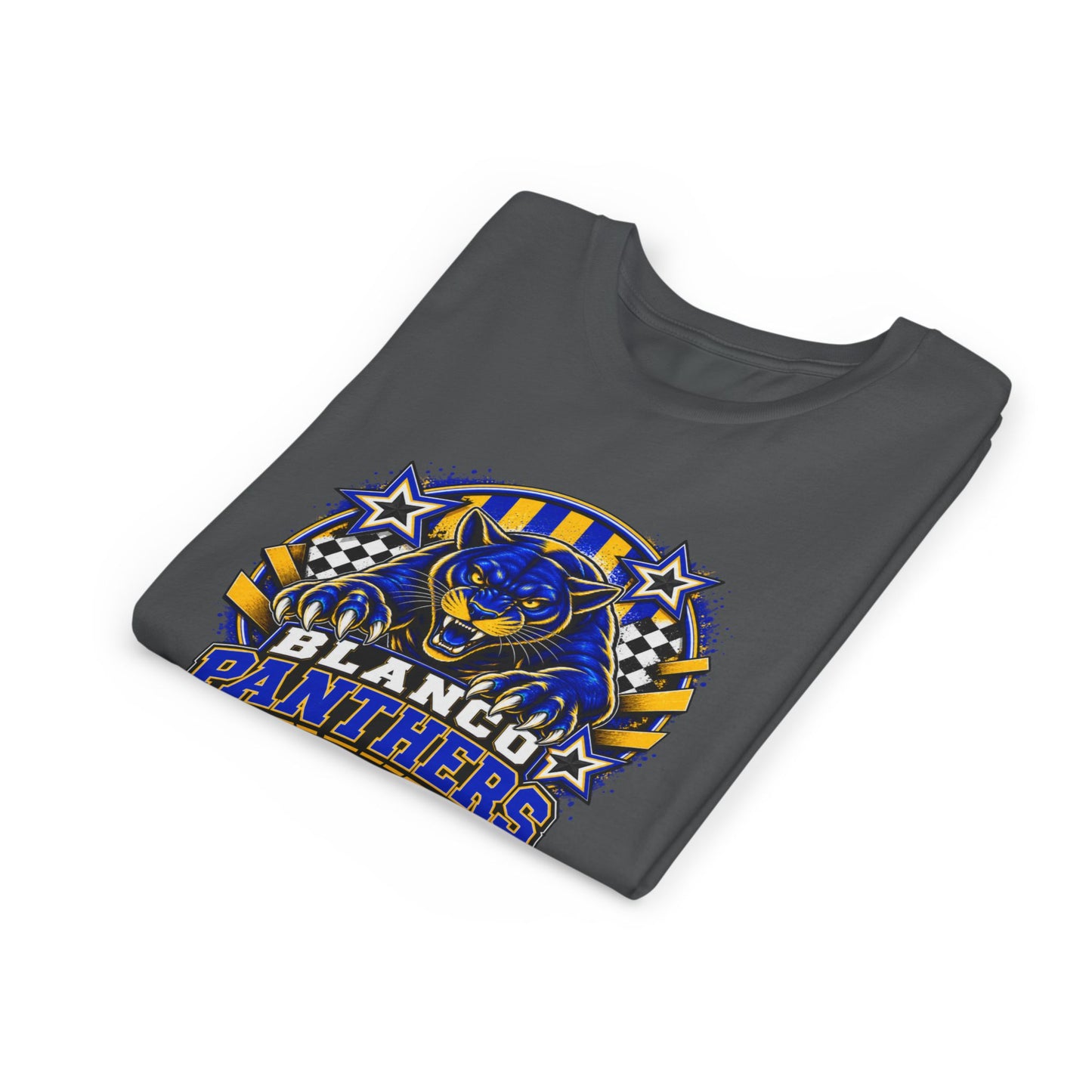 Youth Blanco Panthers Shirt | Blue & Gold Kids School Spirit Tee