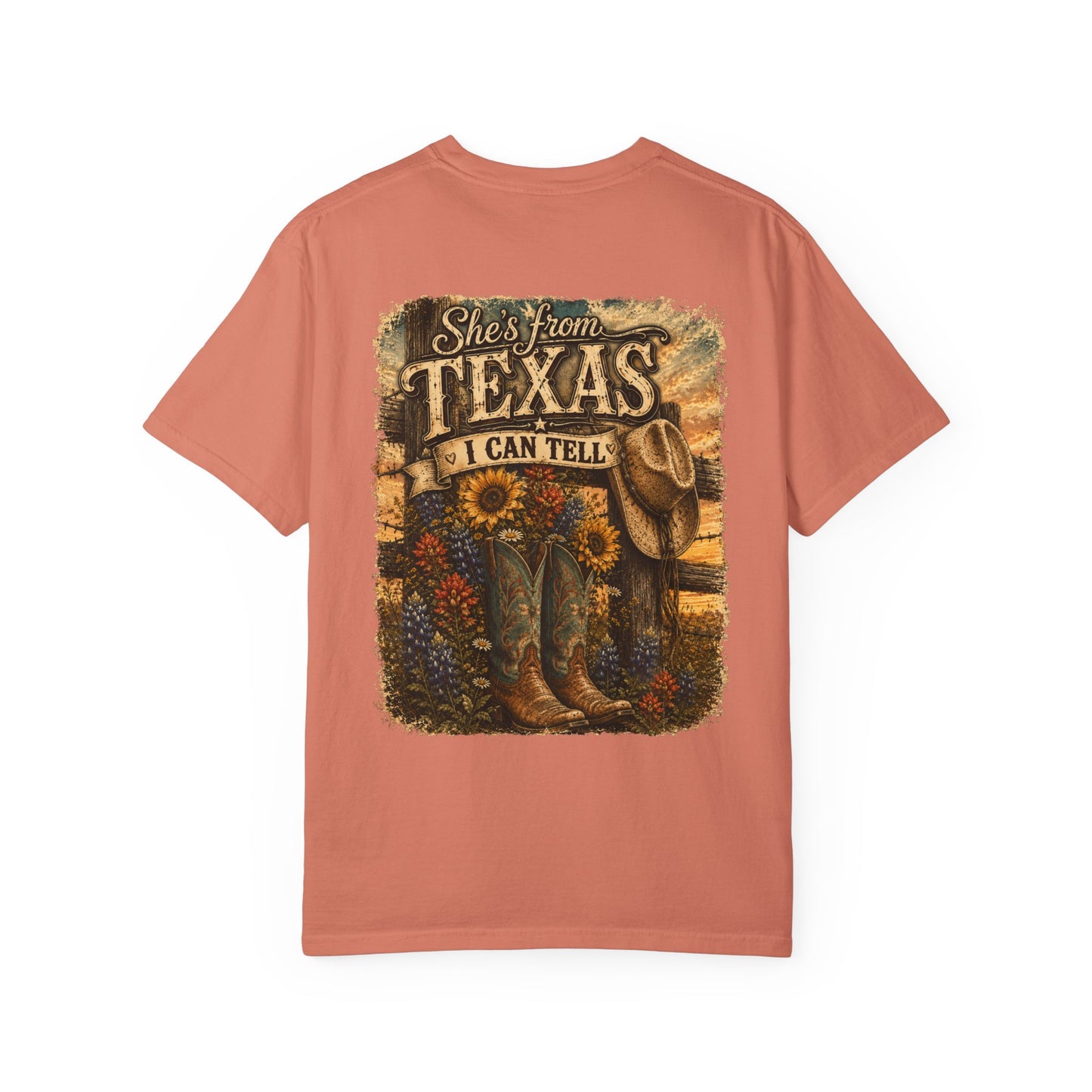 Texas Graphic T-Shirt — “She’s From Texas I Can Tell” Vintage Cowboy Tee