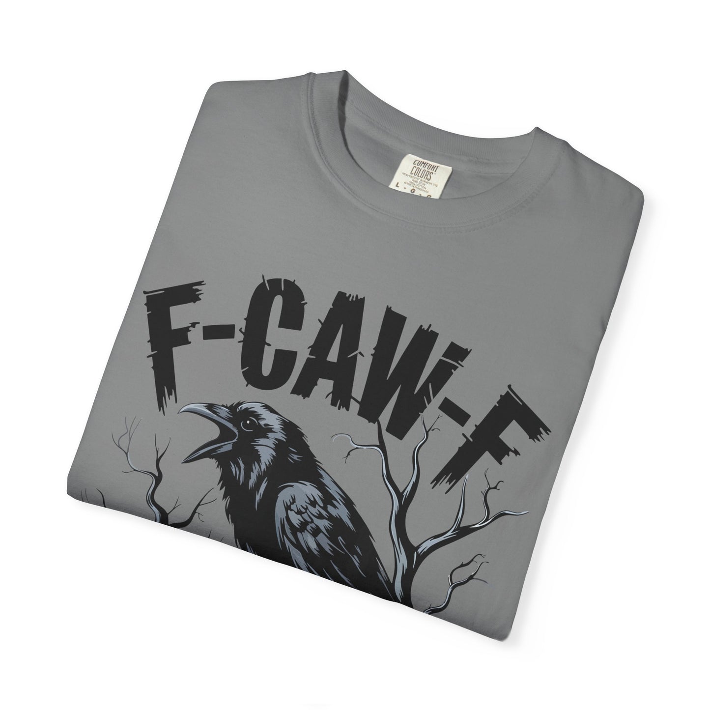 Raven & Skull Graphic T-Shirt – “F-CAW-F” Gothic Crow Tee