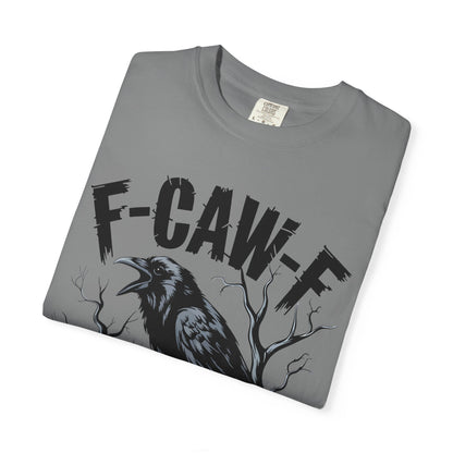 Raven & Skull Graphic T-Shirt – “F-CAW-F” Gothic Crow Tee