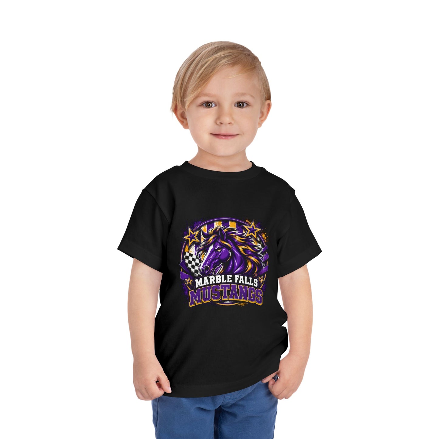 Toddler Tee — Marble Falls Mustangs Purple Horse Mascot Kids Shirt