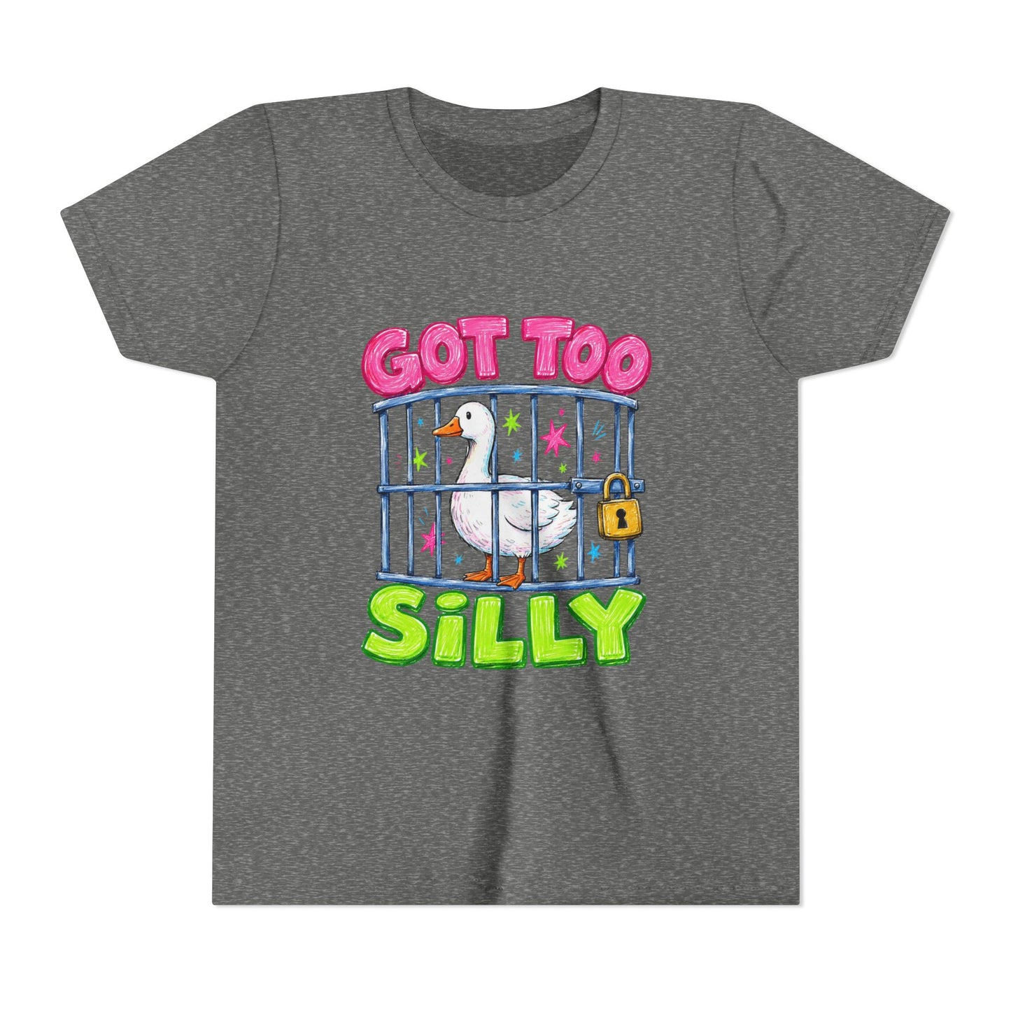 Youth Tee — 'Got Too Silly' Cute Locked Seagull Graphic Shirt