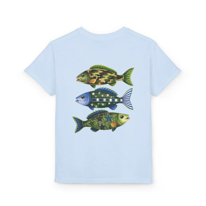 Youth Fish Graphic T-Shirt — Colorful Trio Back Print