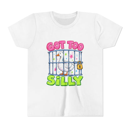 Youth Tee — 'Got Too Silly' Cute Locked Seagull Graphic Shirt