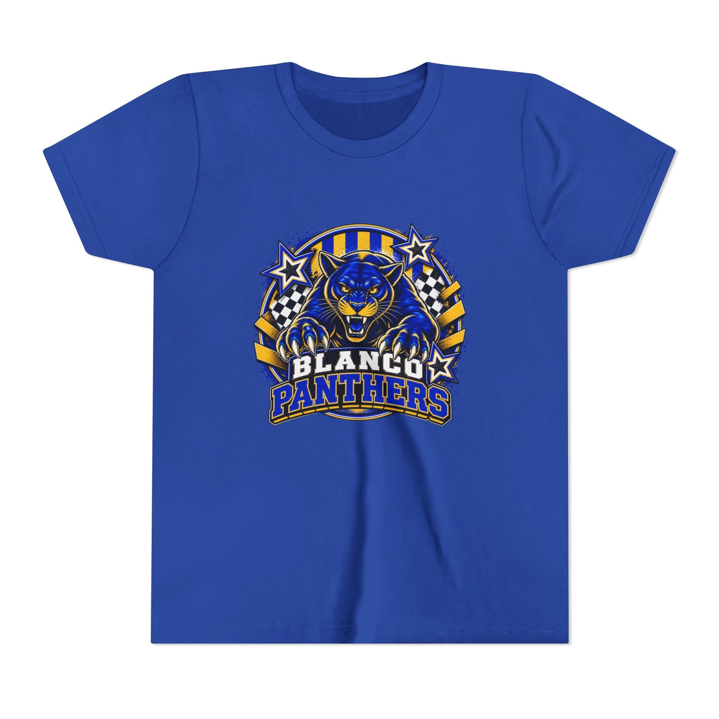 Youth Blanco Panthers Shirt | Blue & Gold Kids School Spirit Tee