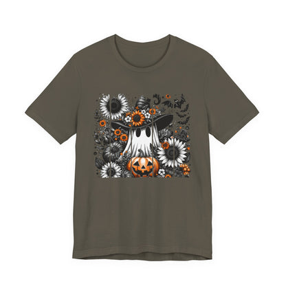Floral Ghost Halloween T-Shirt | Cute Boho Ghost Pumpkin Tee | Women's Fall Graphic Shirt