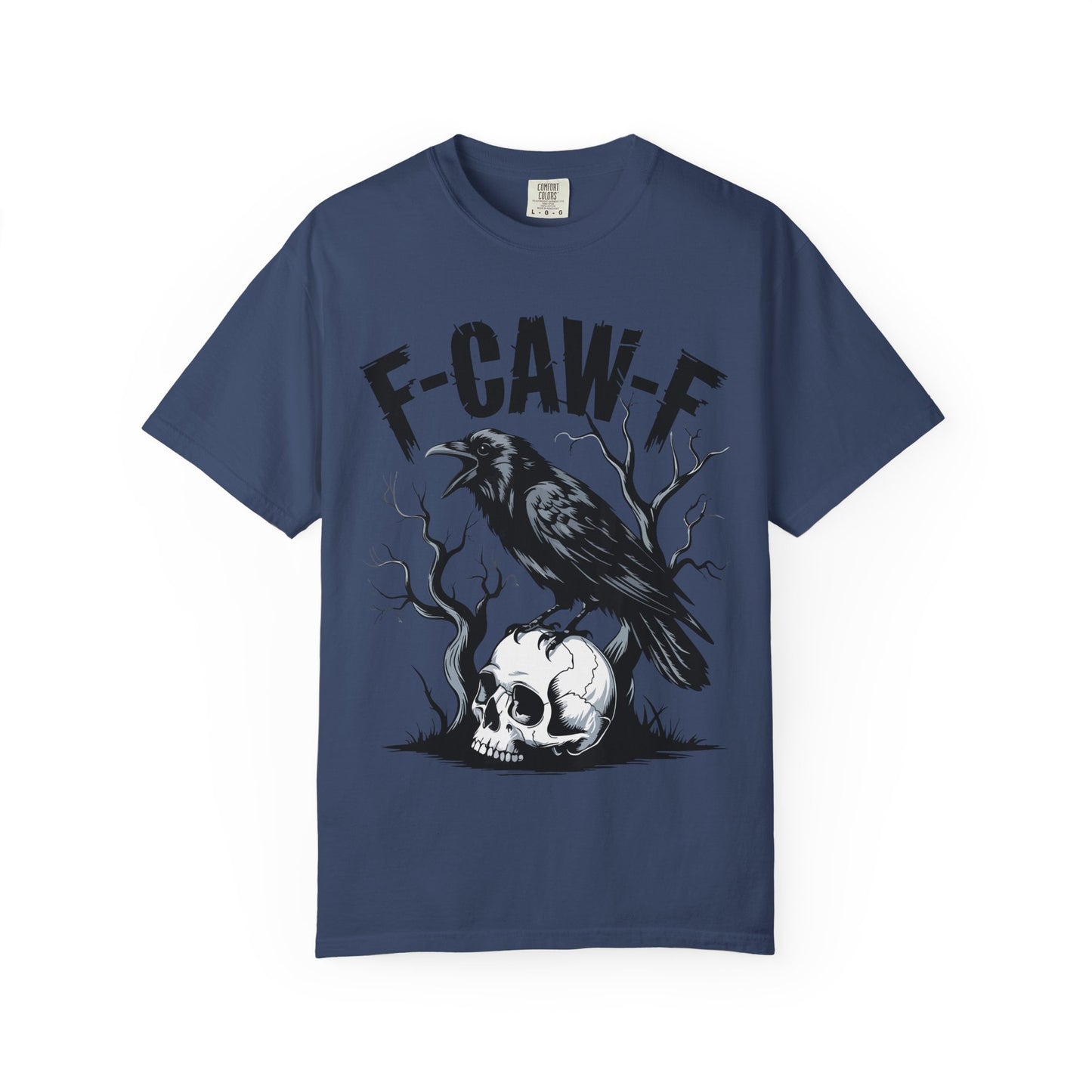 Raven & Skull Graphic T-Shirt – “F-CAW-F” Gothic Crow Tee