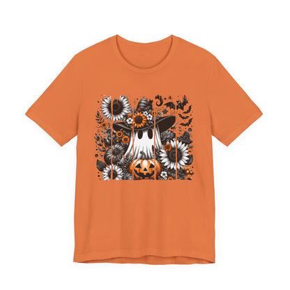Floral Ghost Halloween T-Shirt | Cute Boho Ghost Pumpkin Tee | Women's Fall Graphic Shirt