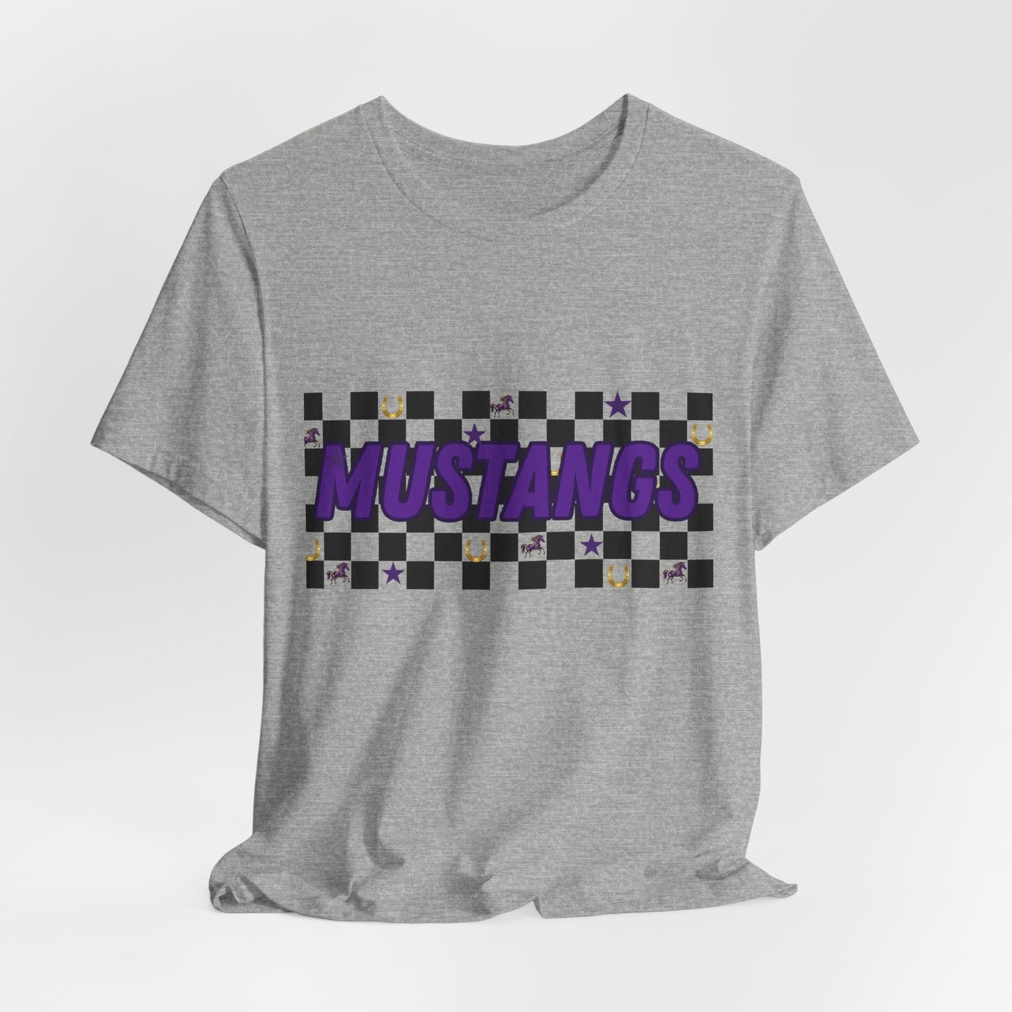 Mustangs Graphic Tee - Casual Unisex Jersey Short Sleeve Shirt, Perfect for School Spirit, Sports Events, Gifts, Everyday Wear