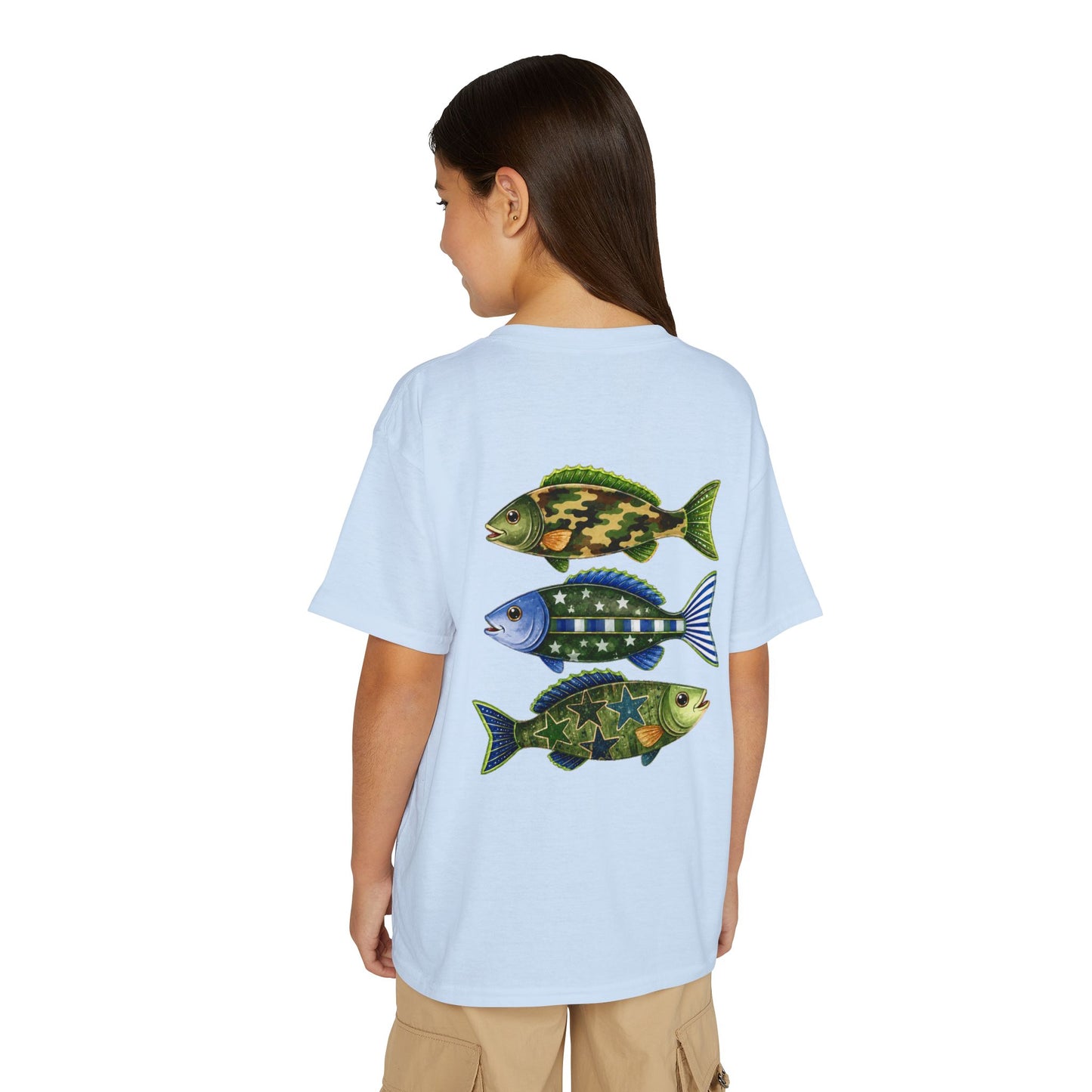 Youth Fish Graphic T-Shirt — Colorful Trio Back Print