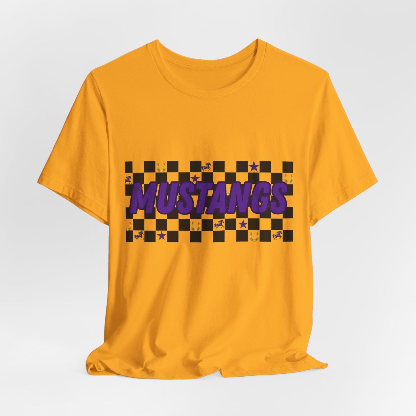 Mustangs Graphic Tee - Casual Unisex Jersey Short Sleeve Shirt, Perfect for School Spirit, Sports Events, Gifts, Everyday Wear