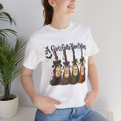 A Girl’s Gotta Have Options Witch Broom Halloween Tee