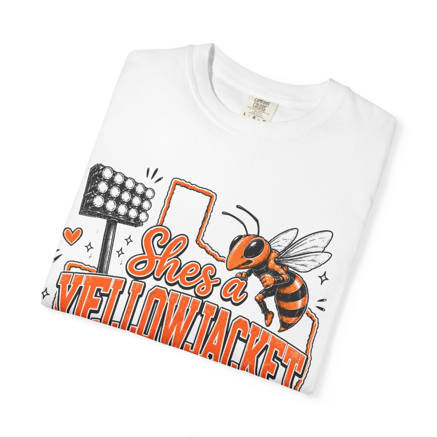 Yellowjacket Football Fan T-Shirt — "She’s a Yellowjacket I Can Tell"