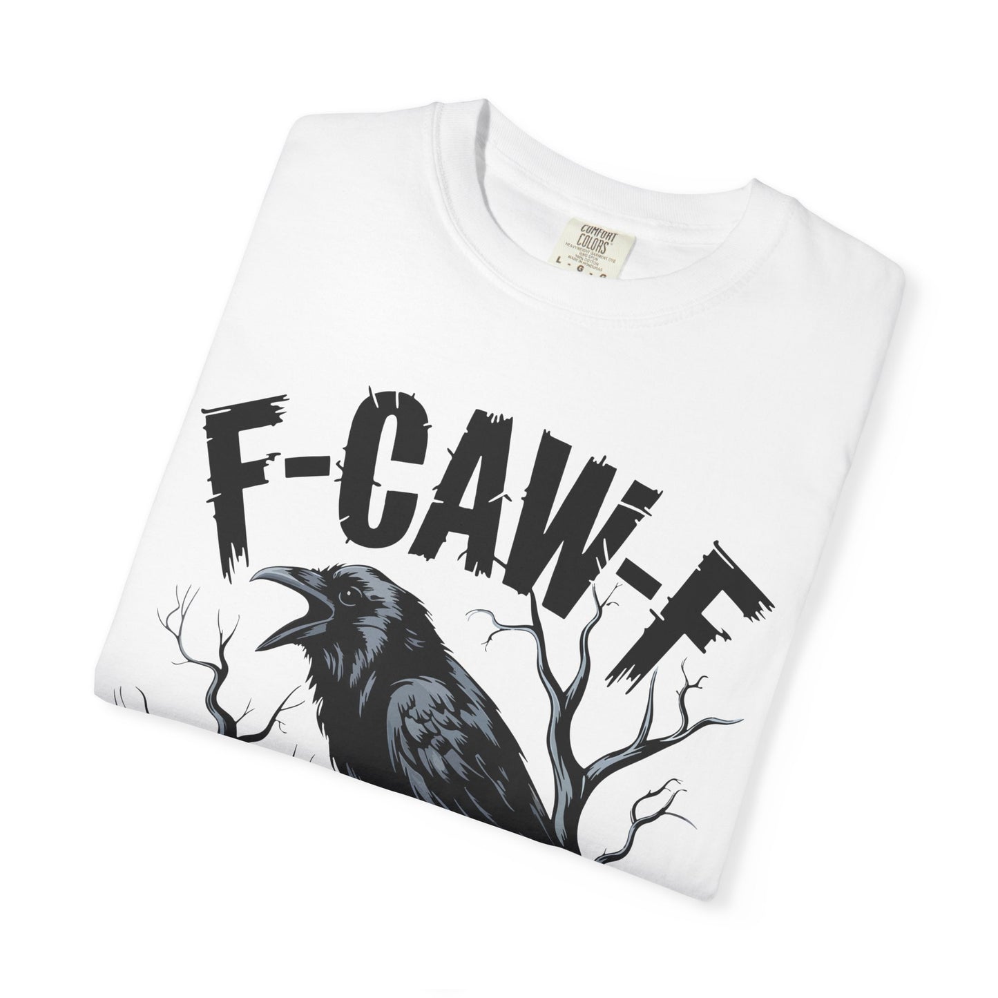 Raven & Skull Graphic T-Shirt – “F-CAW-F” Gothic Crow Tee