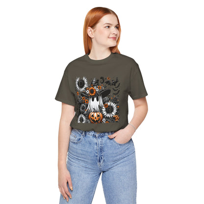 Floral Ghost Halloween T-Shirt | Cute Boho Ghost Pumpkin Tee | Women's Fall Graphic Shirt