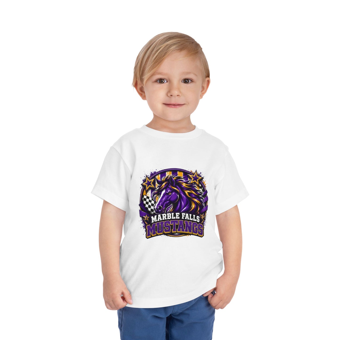 Toddler Tee — Marble Falls Mustangs Purple Horse Mascot Kids Shirt