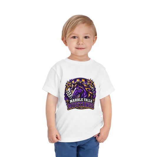 Toddler Tee — Marble Falls Mustangs Purple Horse Mascot Kids Shirt