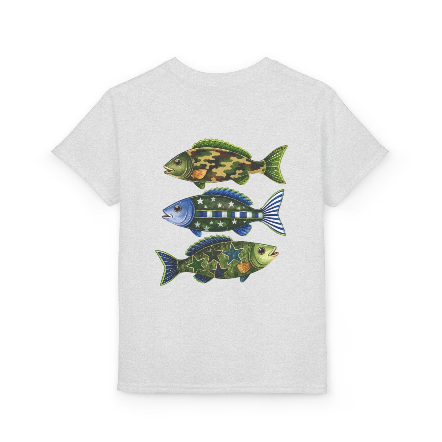 Youth Fish Graphic T-Shirt — Colorful Trio Back Print