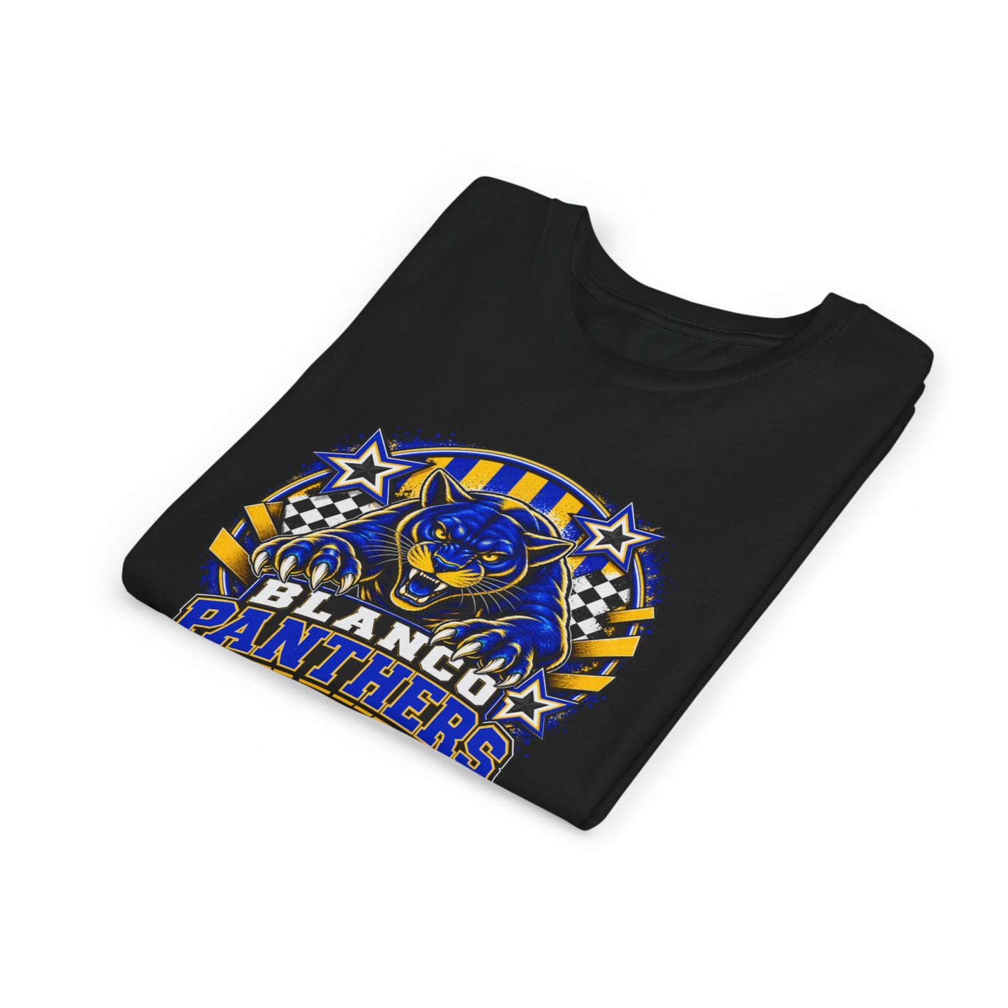 Youth Blanco Panthers Shirt | Blue & Gold Kids School Spirit Tee
