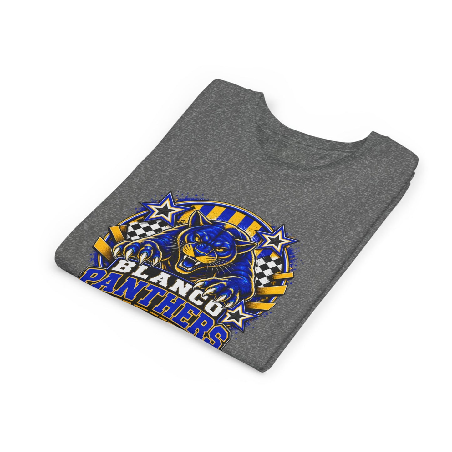 Youth Blanco Panthers Shirt | Blue & Gold Kids School Spirit Tee