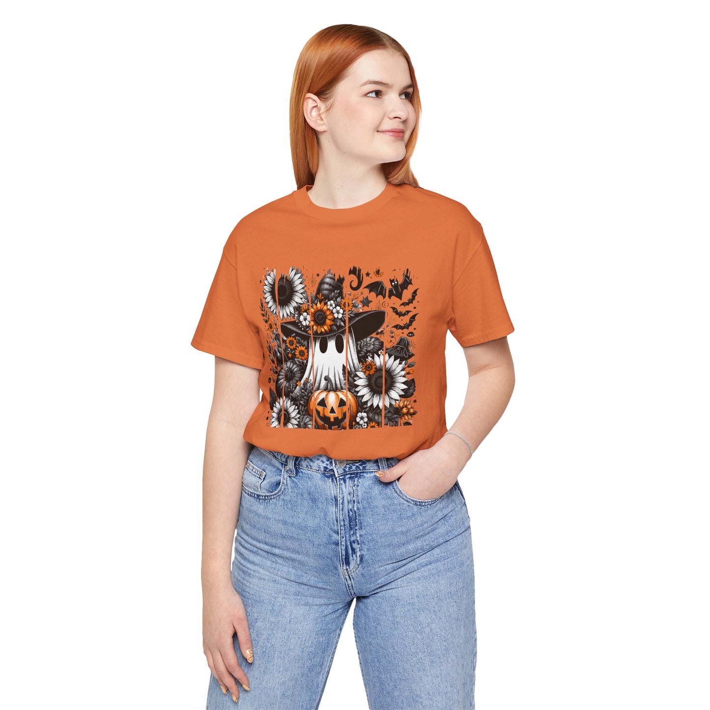 Floral Ghost Halloween T-Shirt | Cute Boho Ghost Pumpkin Tee | Women's Fall Graphic Shirt
