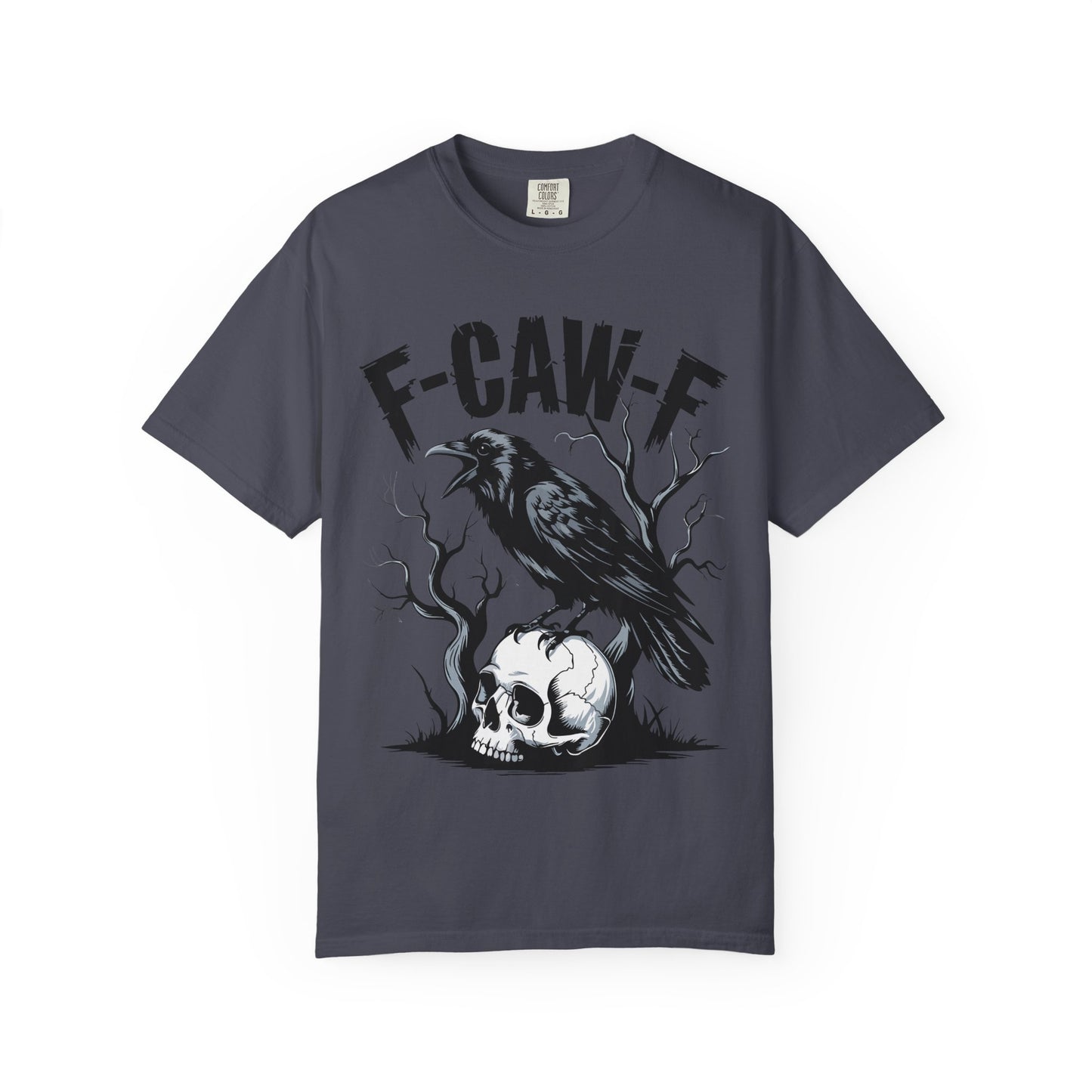 Raven & Skull Graphic T-Shirt – “F-CAW-F” Gothic Crow Tee