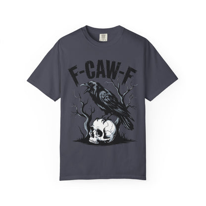 Raven & Skull Graphic T-Shirt – “F-CAW-F” Gothic Crow Tee