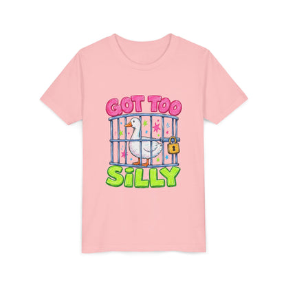Youth Tee — 'Got Too Silly' Cute Locked Seagull Graphic Shirt