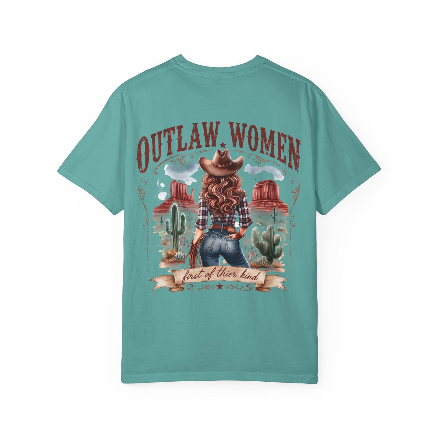 Outlaw Women graphic T-shirt | Western cowgirl desert design