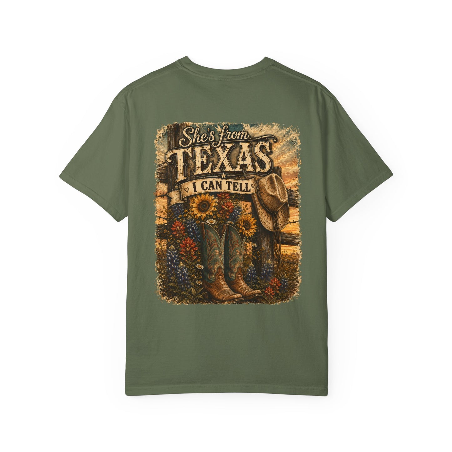 Texas Graphic T-Shirt — “She’s From Texas I Can Tell” Vintage Cowboy Tee