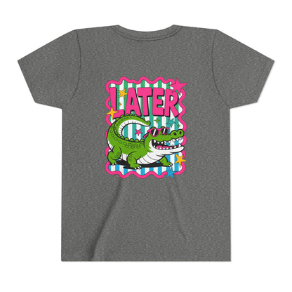 Youth Tee — "Later Gator" Colorful Cartoon Alligator Graphic Shirt