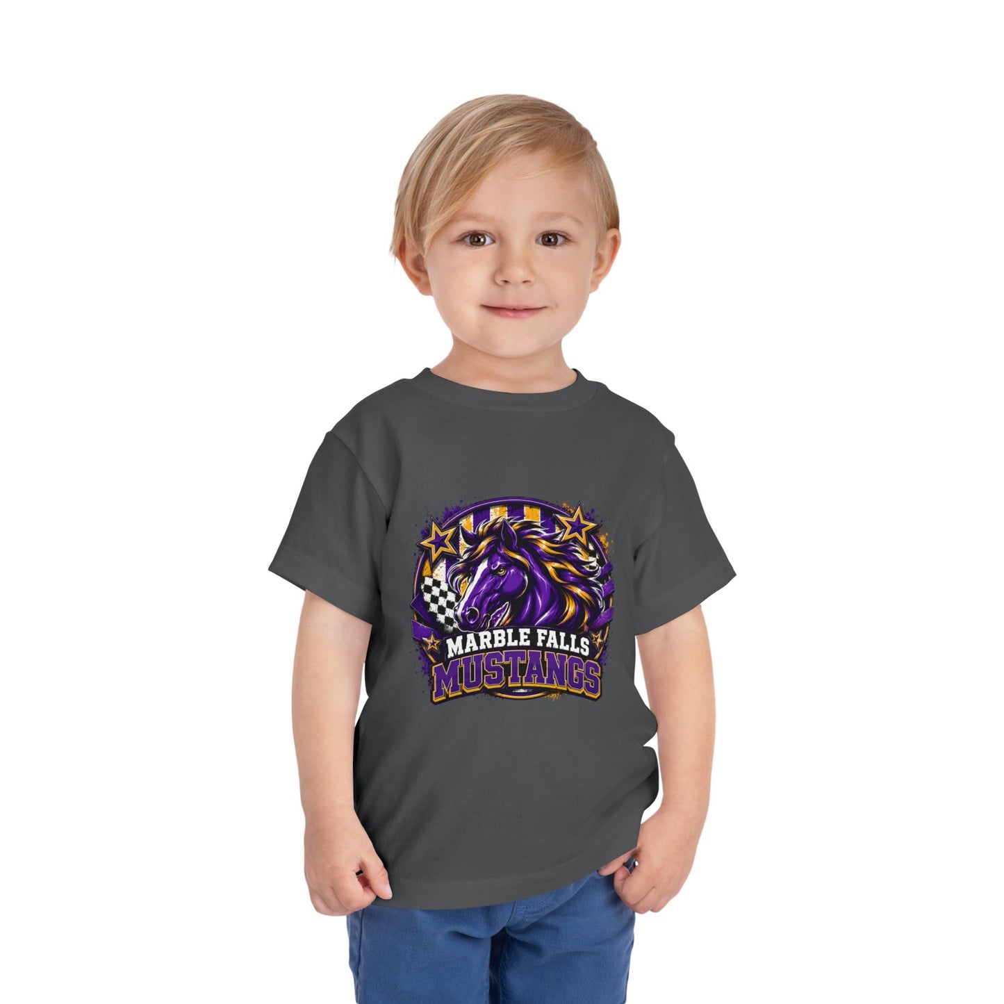 Toddler Tee — Marble Falls Mustangs Purple Horse Mascot Kids Shirt