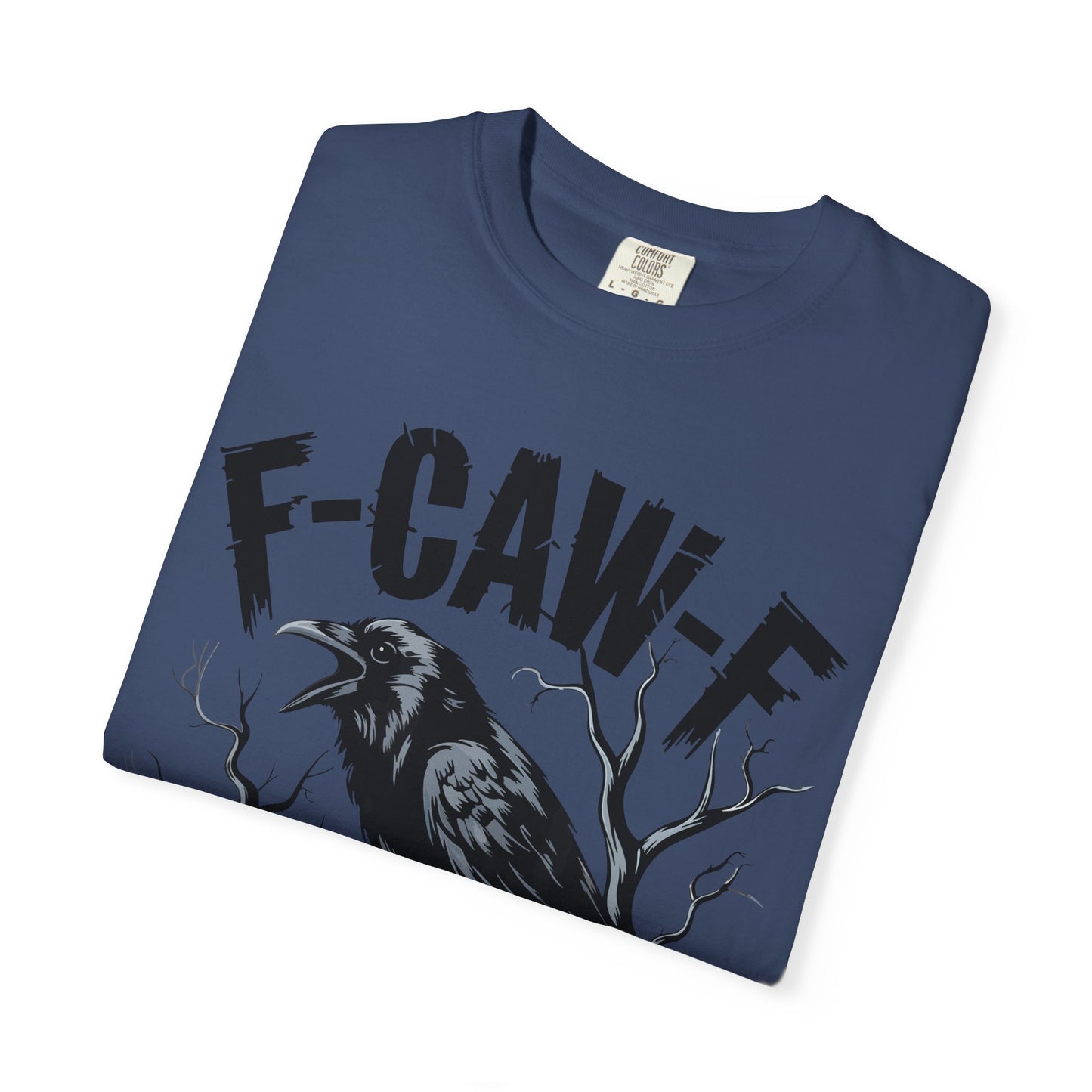 Raven & Skull Graphic T-Shirt – “F-CAW-F” Gothic Crow Tee