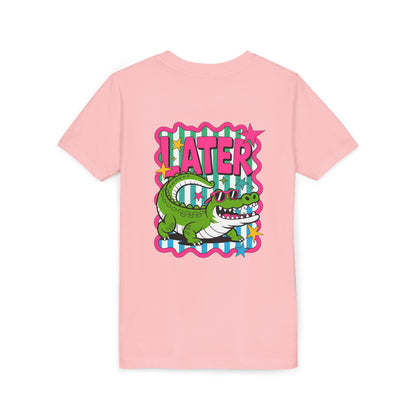 Youth Tee — "Later Gator" Colorful Cartoon Alligator Graphic Shirt