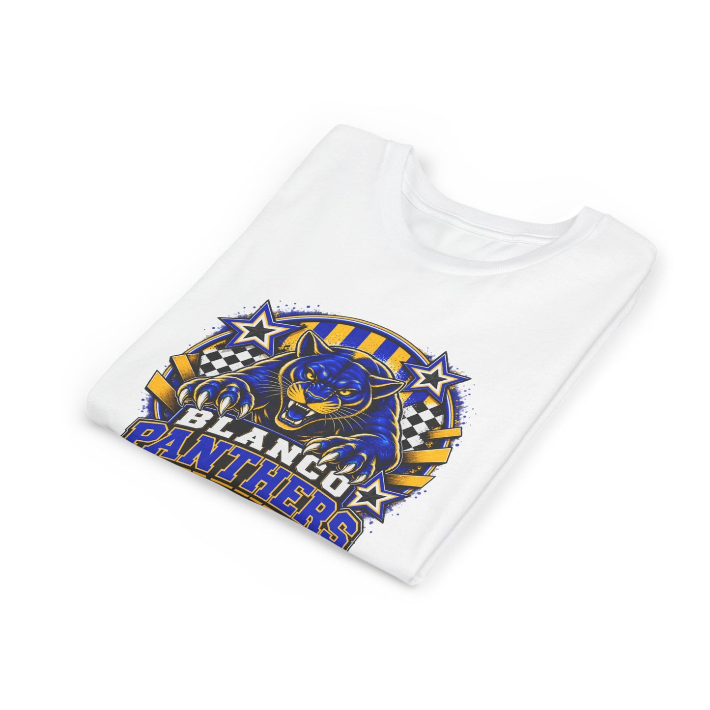 Youth Blanco Panthers Shirt | Blue & Gold Kids School Spirit Tee