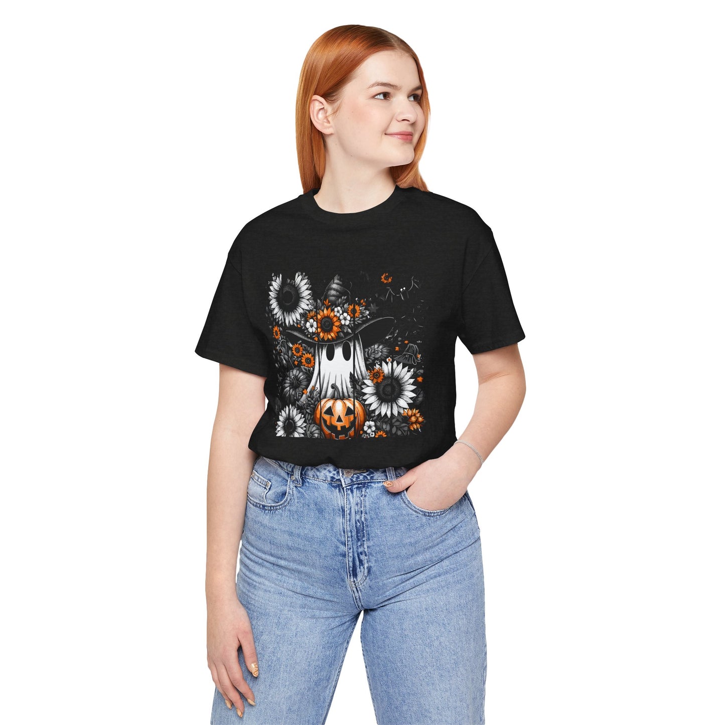 Floral Ghost Halloween T-Shirt | Cute Boho Ghost Pumpkin Tee | Women's Fall Graphic Shirt