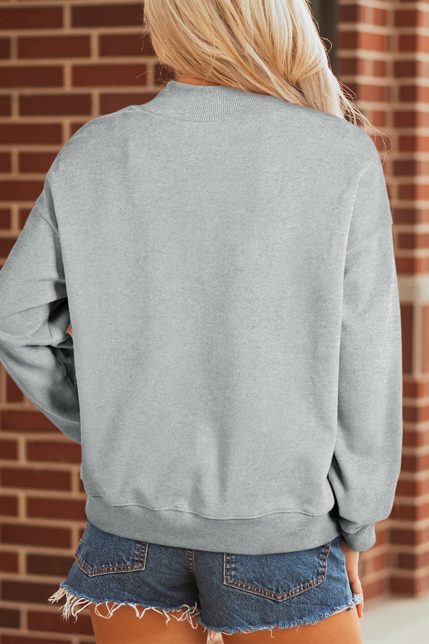 Gray Mallard Duck Camouflage Print Mock Neck Sweatshirt