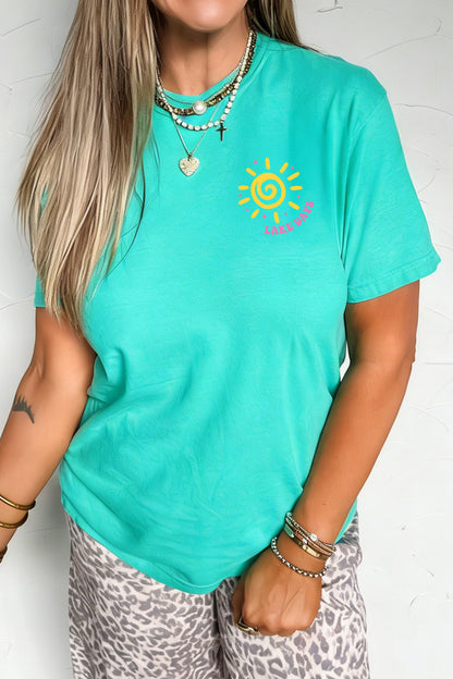 Mint Green LAKE DAYS Double Side Printed Vacation T Shirt